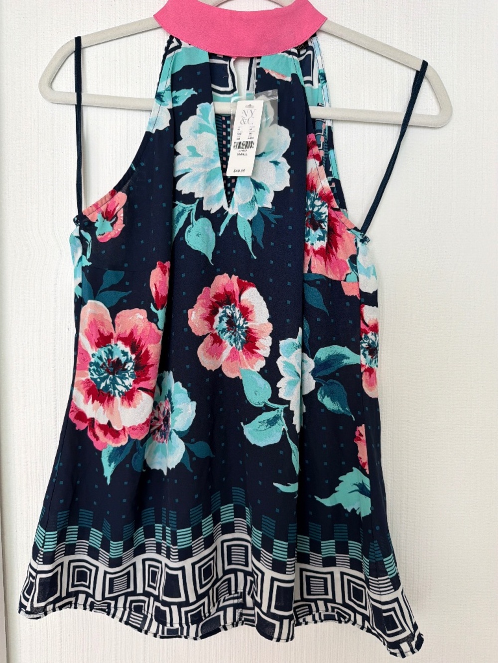 New York & Company Floral Halter Blouse Size Small NWT